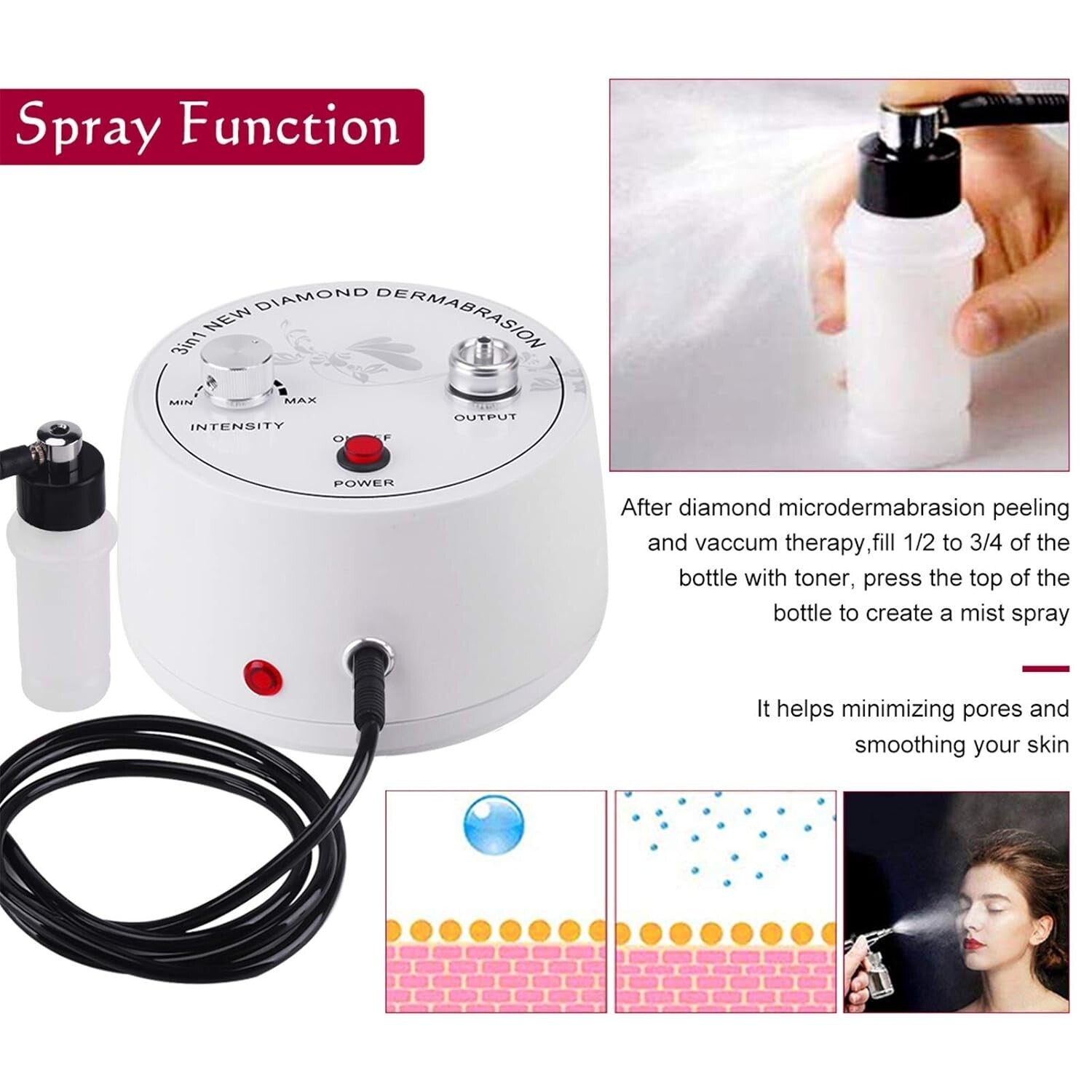 Professional Diamond Microdermabrasion Machine - Enhance Skin with 3 Functions