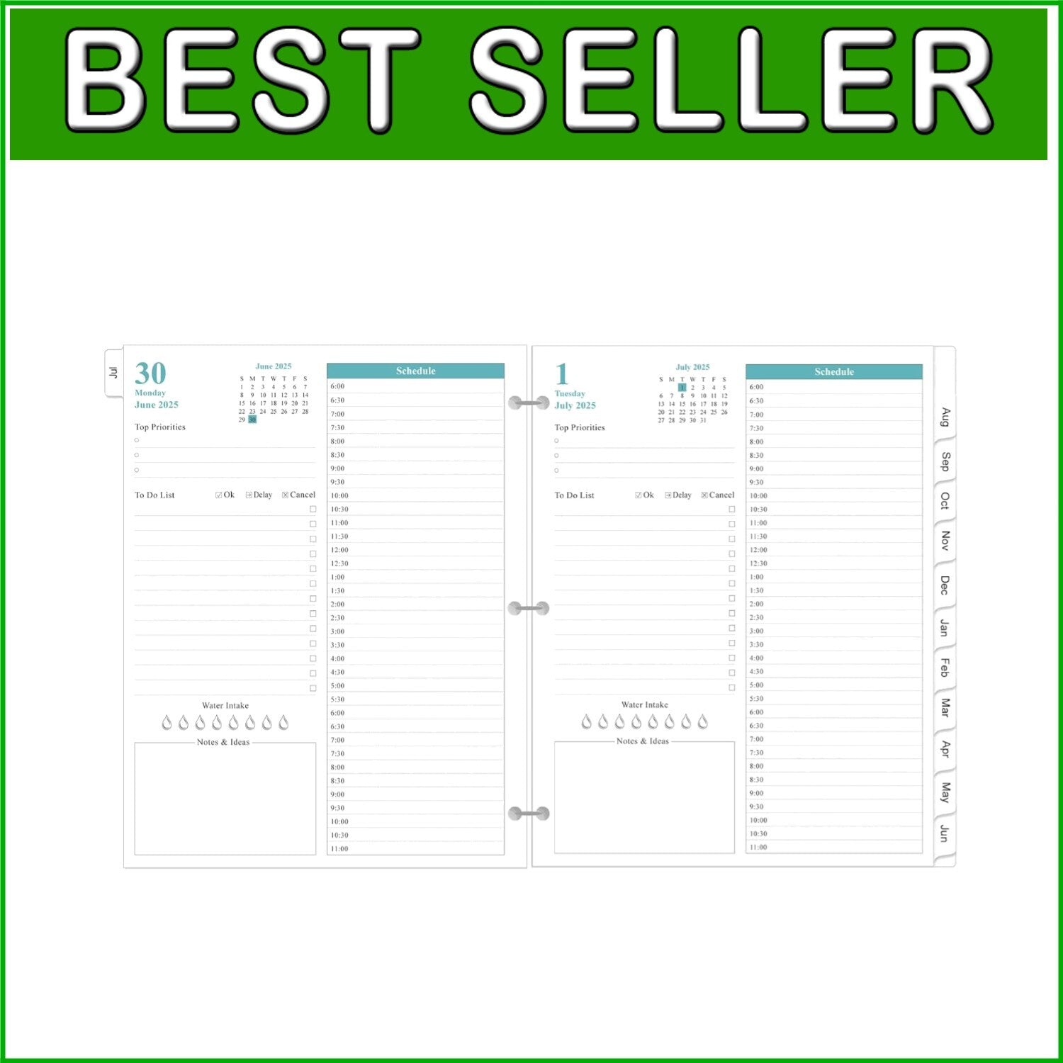 Daily Planner Refill 2025-2026 - Luxurious 8.5" x 11" Format for Daily Mastery