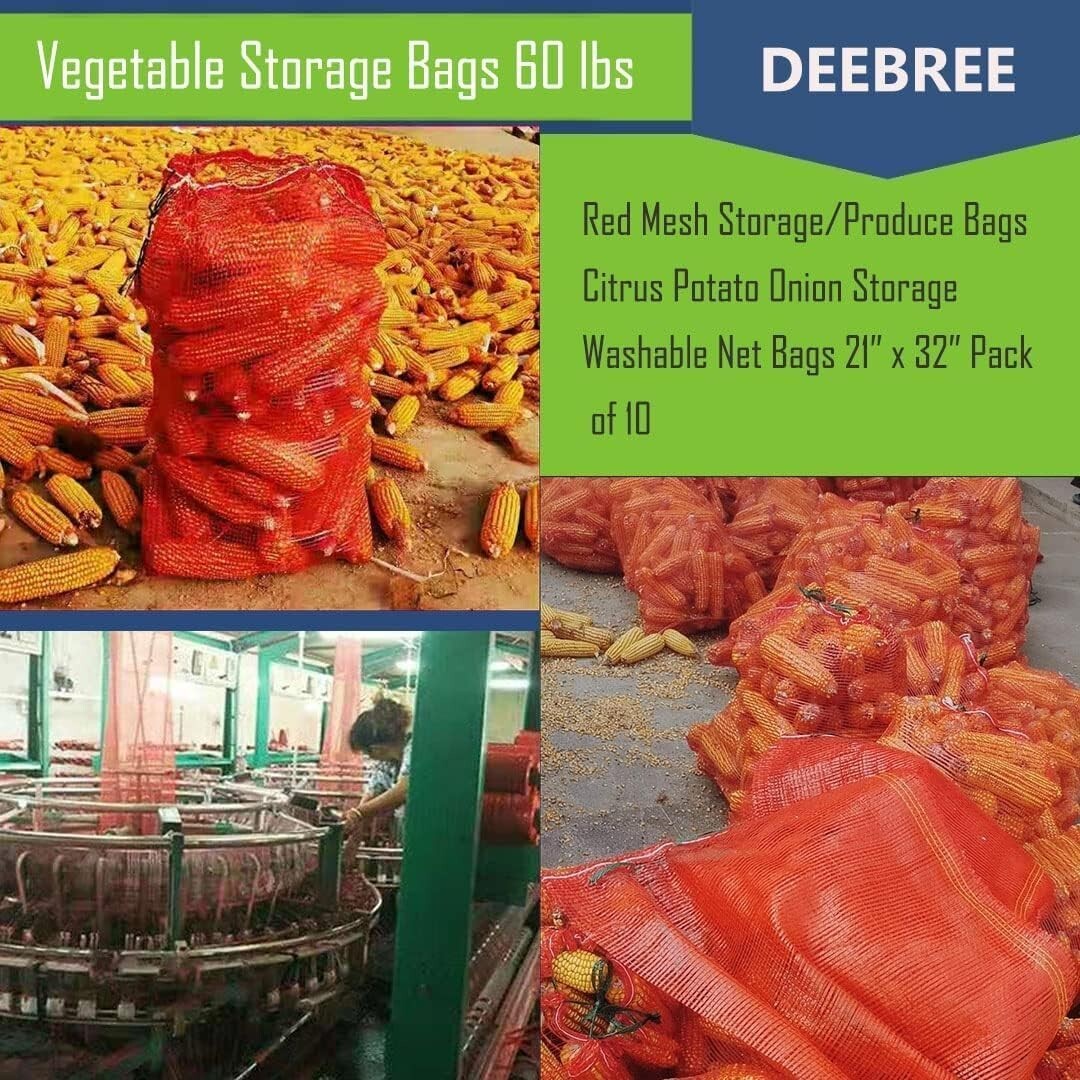 Durable 300-Pack Mesh Storage Bags for Vegetables & Firewood – 60 lbs Capacity