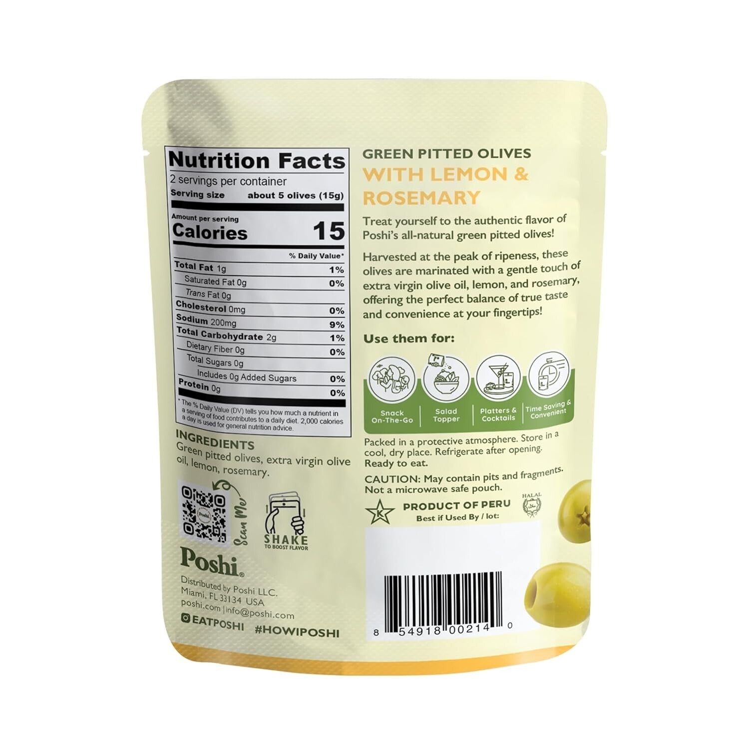 Delicious Green Olives, Lemon & Rosemary - Gluten-Free, Paleo-Friendly 30 Pack