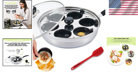 Deluxe Non-Stick PFOA-Free Egg Poacher Pan – 6 Cup Stainless Steel Cooker