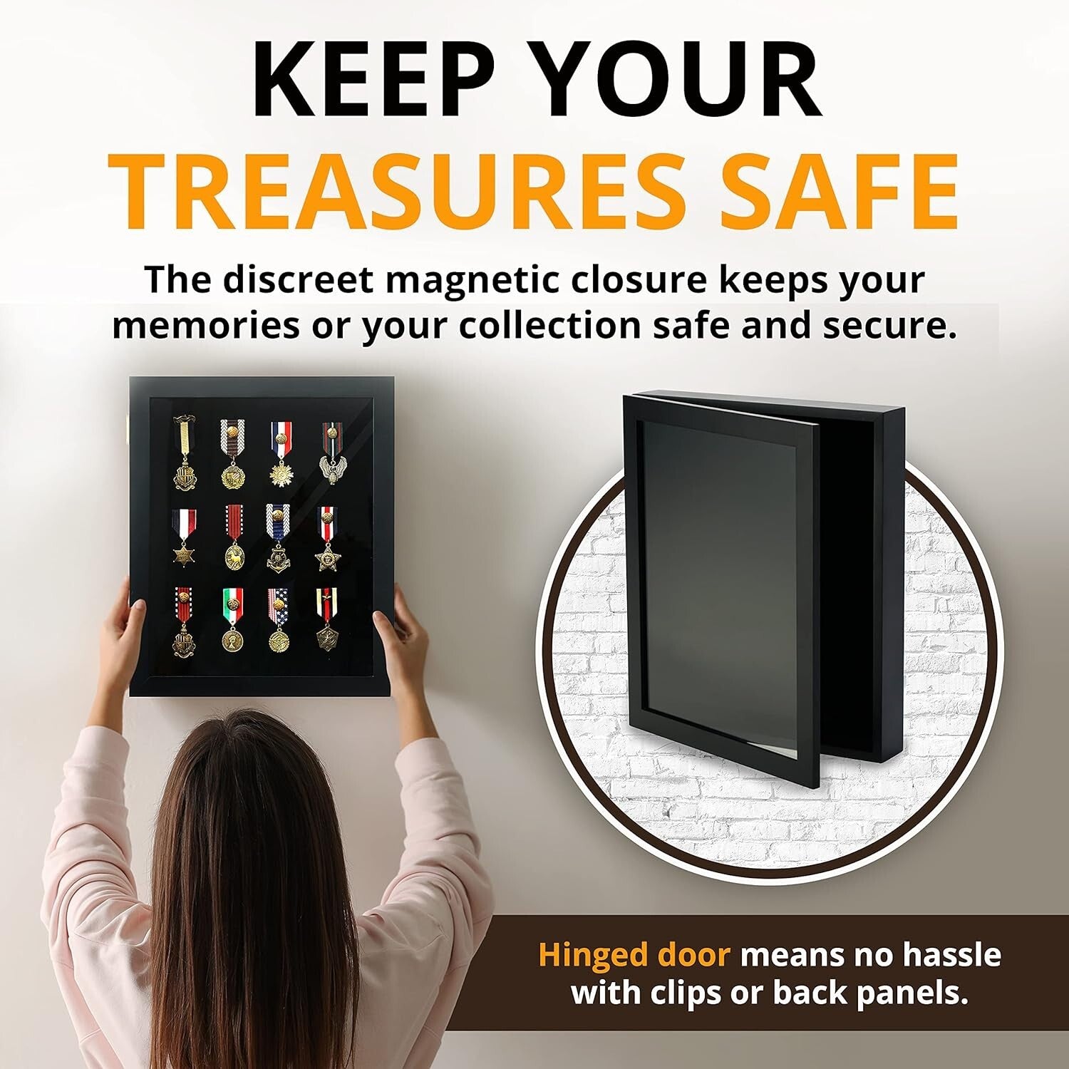 Hinged Military Shadow Box with Clear Glass - Elegant 14” x 17” Display Case