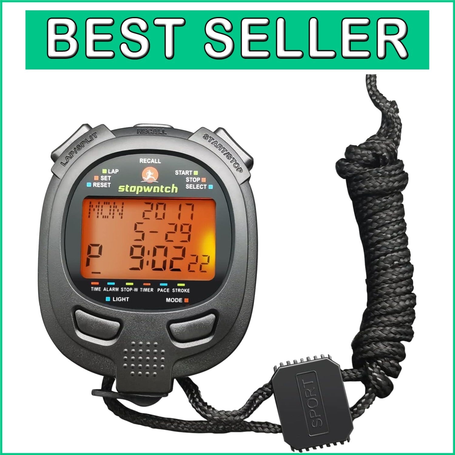 400 Lap Digital Stopwatch with LED Backlight - Perfect for Sports Competition
