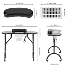 Load image into Gallery viewer, Durable Vented Nail Table with Lockable Wheels - Ultimate 36"x16" Work Station