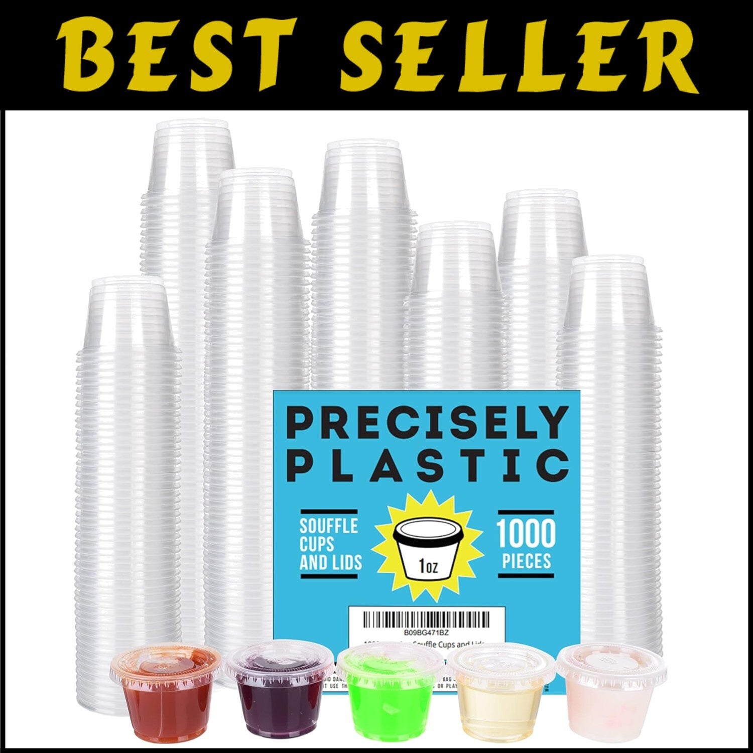 1oz Airtight Plastic Souffle Cups with Lids - Perfect for Jello Shots & Samples