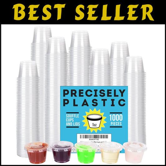 1oz Airtight Plastic Souffle Cups with Lids - Perfect for Jello Shots & Samples
