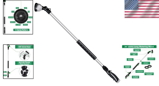 Ergonomic 36" Watering Wand with 10 Spray Patterns - Ideal for Baskets & Plants