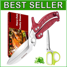 Load image into Gallery viewer, Multipurpose Kitchen Shears &amp; Herb Scissors Set – Professional Grade in Burgundy