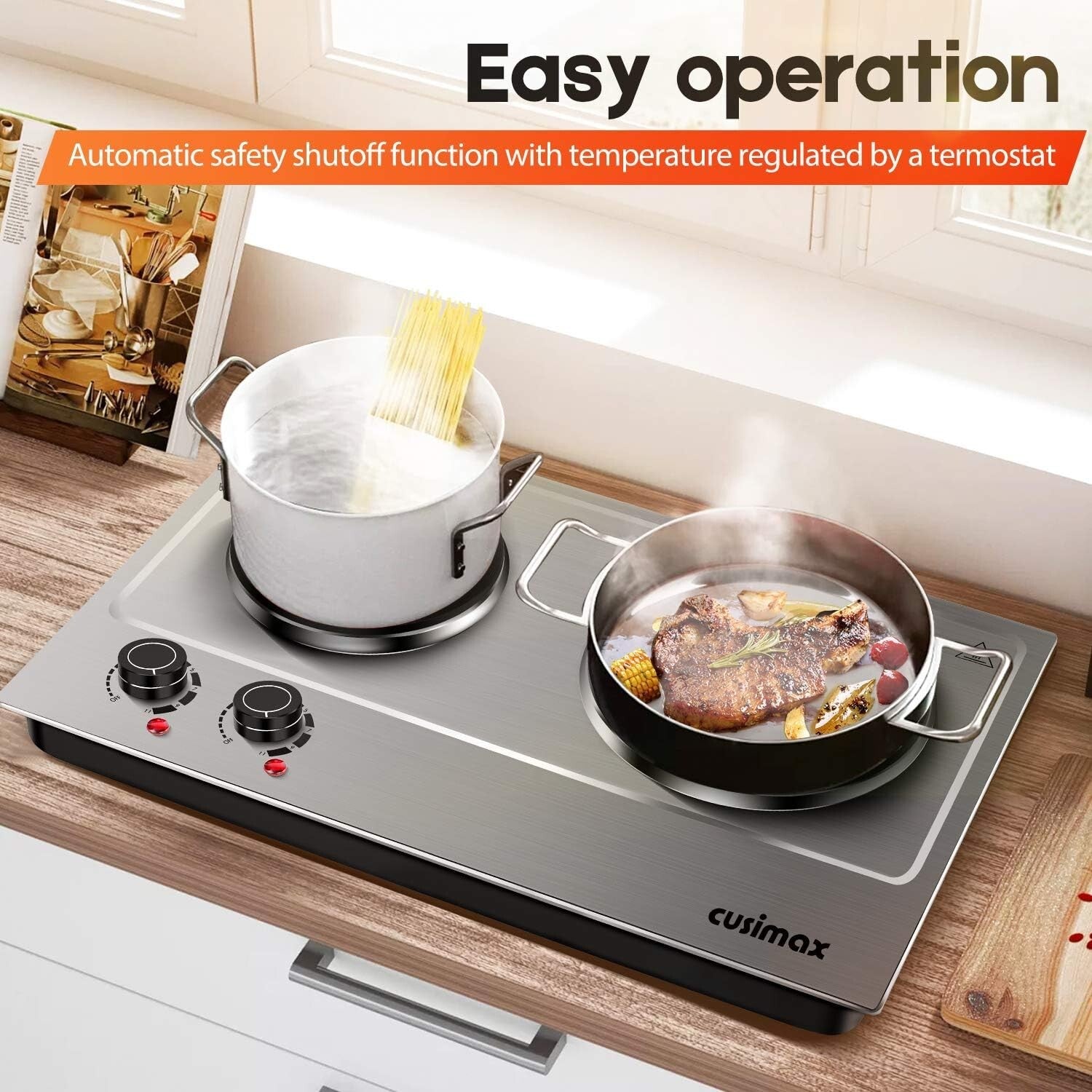 Double Electric Burner with Stainless Steel Finish – Ideal for Indoor Cooking