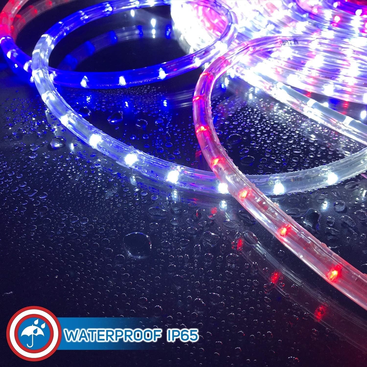 Flexible 50ft LED Rope Lights with App Control - Perfect for Patriotic Holidays