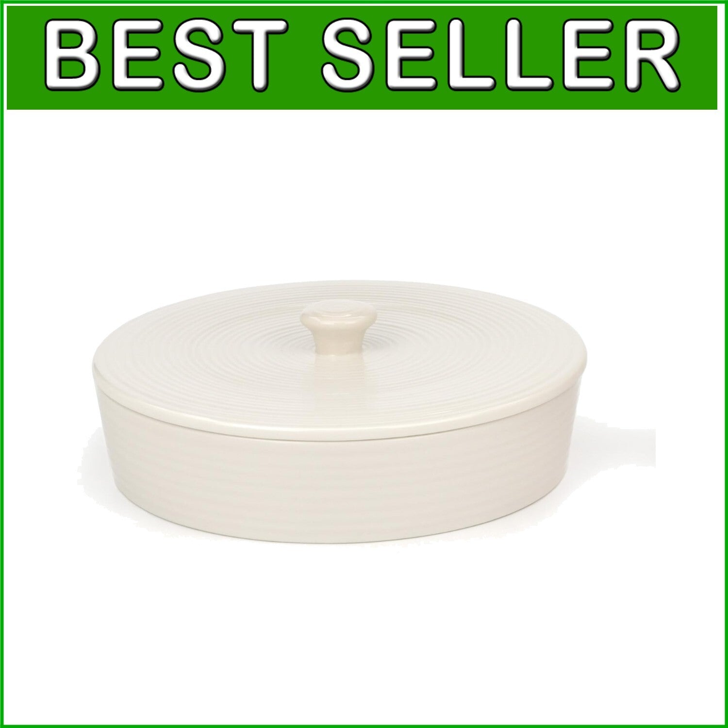 Durable 10" Round Stoneware Tortilla Warmer - Dishwasher & Microwave Safe