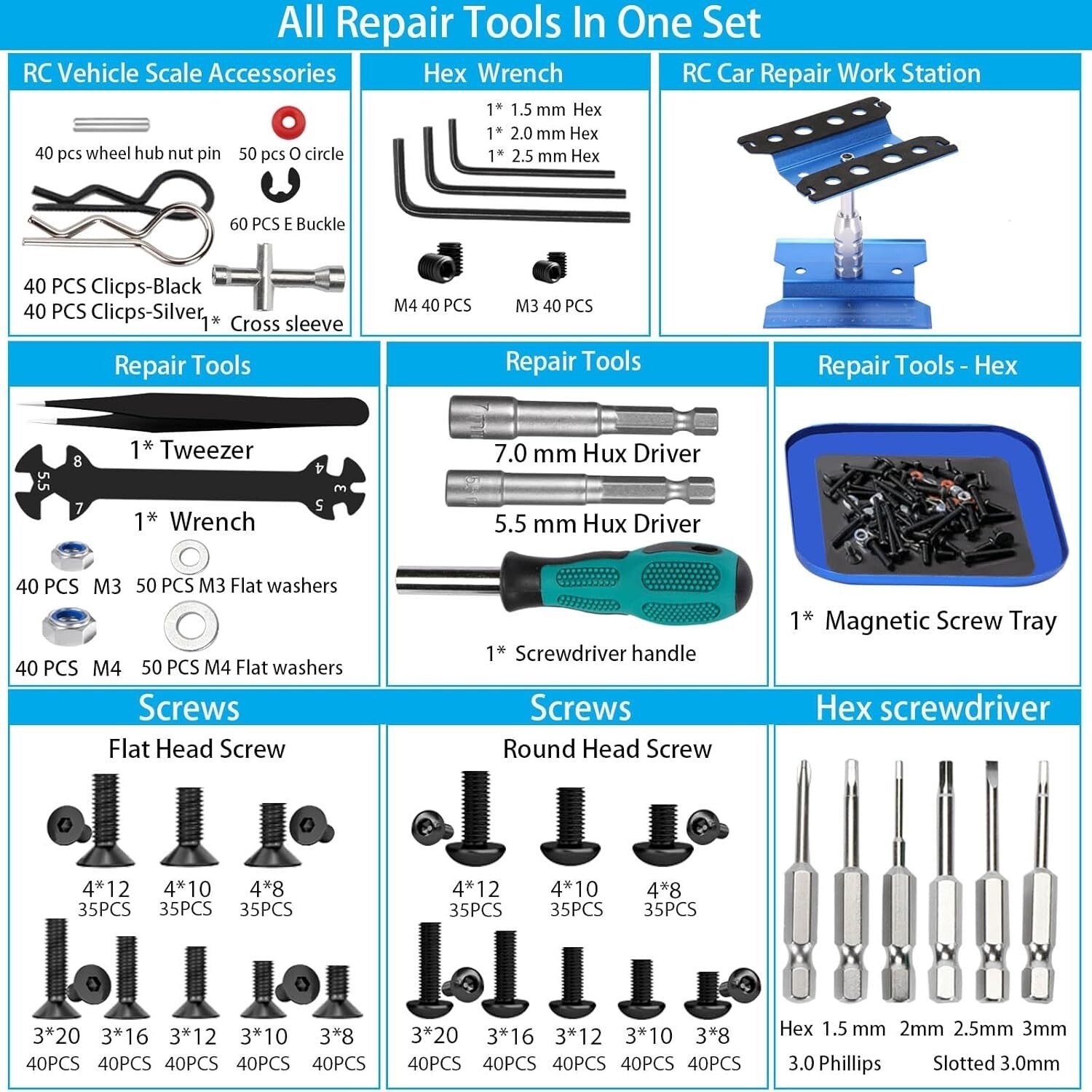 Durable Aluminum Work Stand and 1100 RC Screws for Easy Repairs & Customization