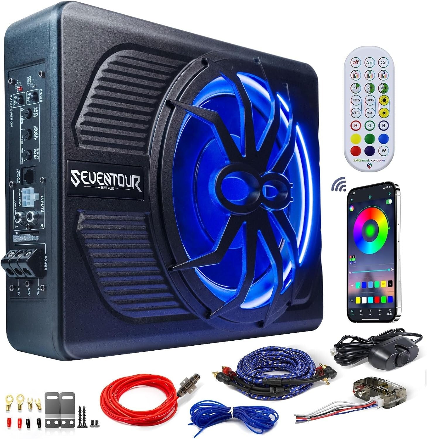 Enhanced Audio Experience: 10" 800W Under Seat Subwoofer with Bass Boost & LED