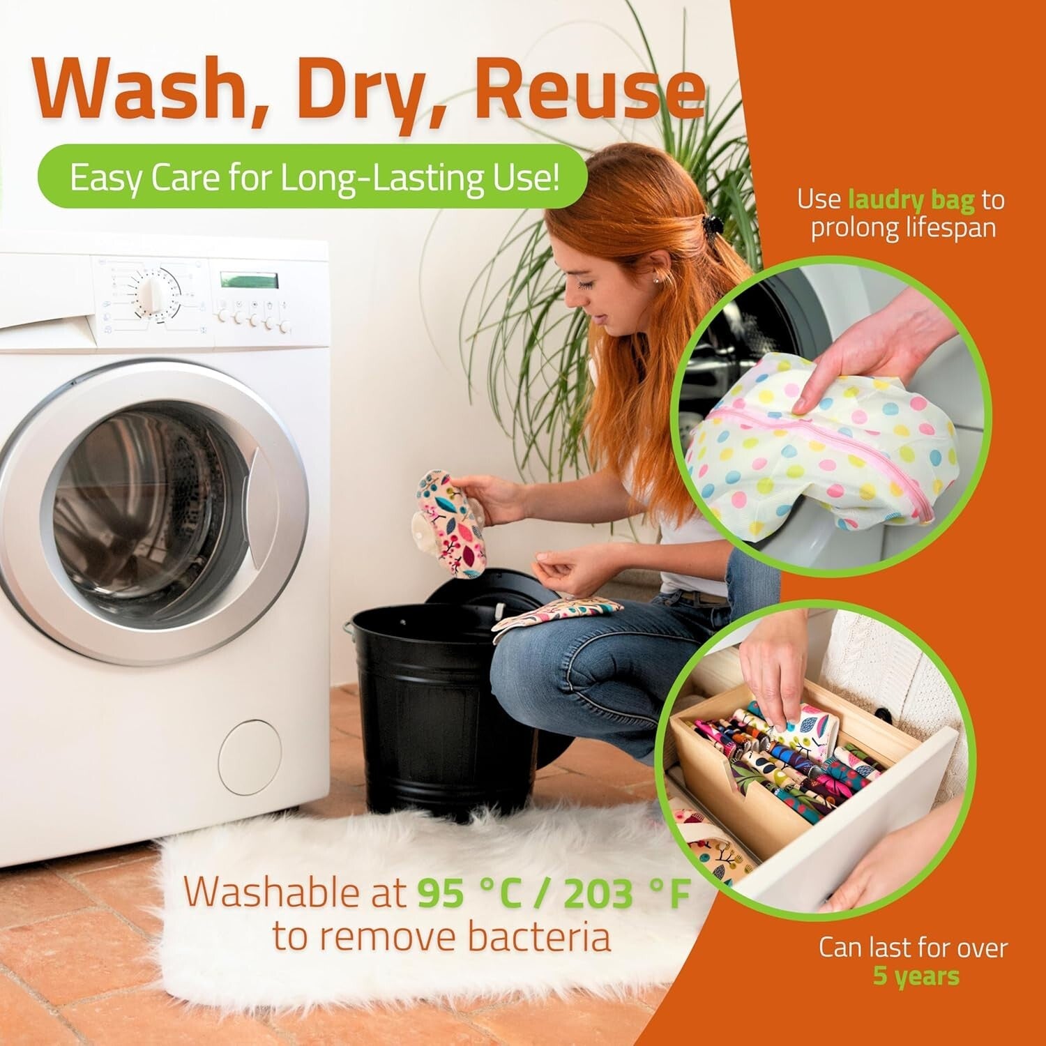 Eco-Friendly Organic Cotton Panty Liners for Women - 7-Pack Reusable Comfort