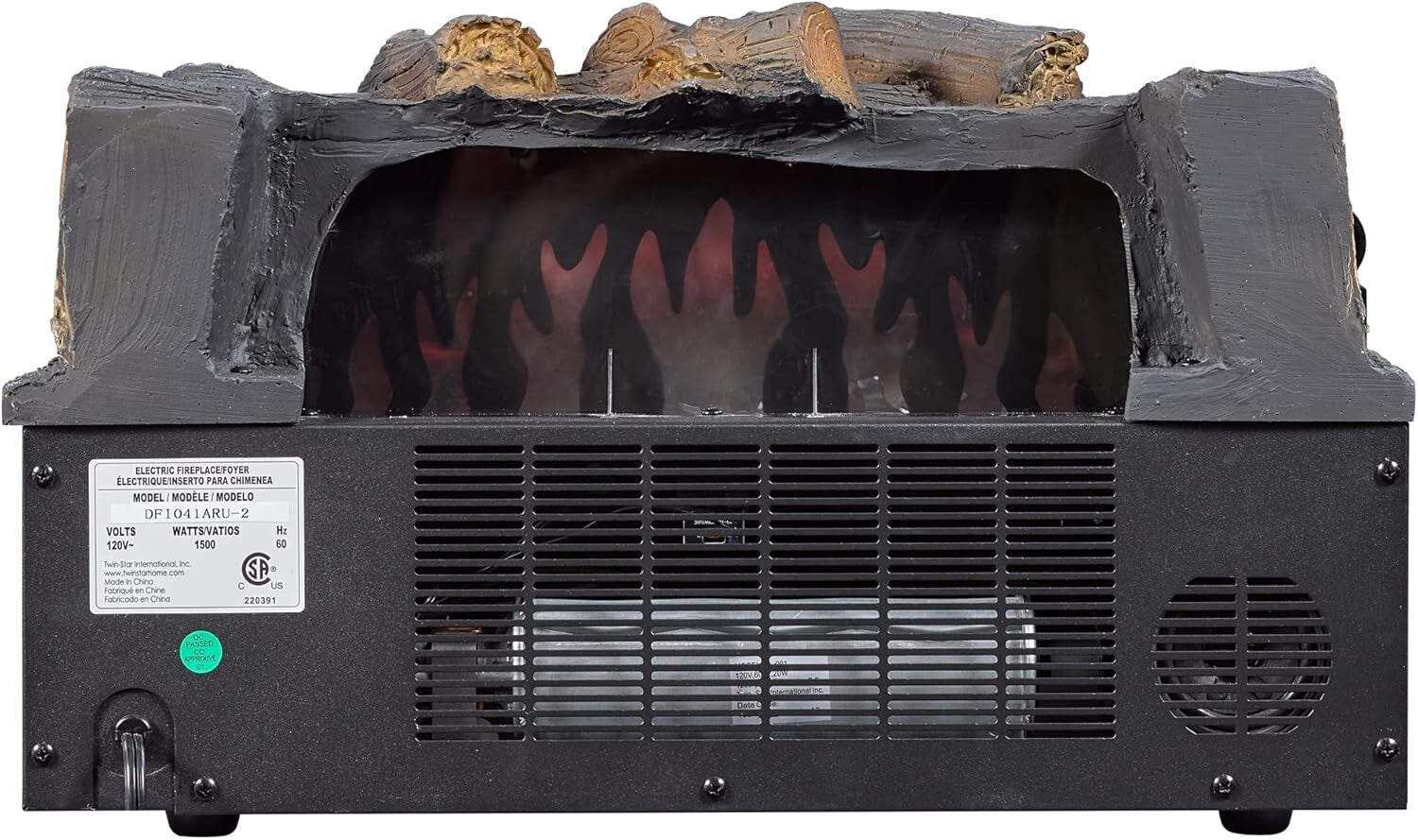 Electric Log Set Heater with Remote & Crackling Sound for 1,000 Sq Ft Spaces
