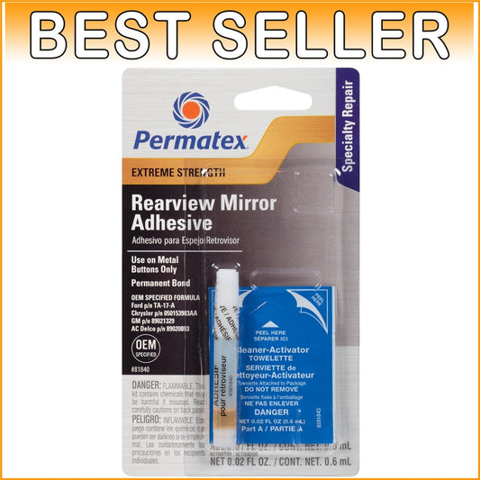 12-Pack Rearview Mirror Adhesive Kit with Clear Liquid and Towelette Applicator
