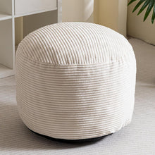 Load image into Gallery viewer, Elegant Round Pouf Ottoman - Cozy Corduroy and Faux Fur Foot Stool in Beige