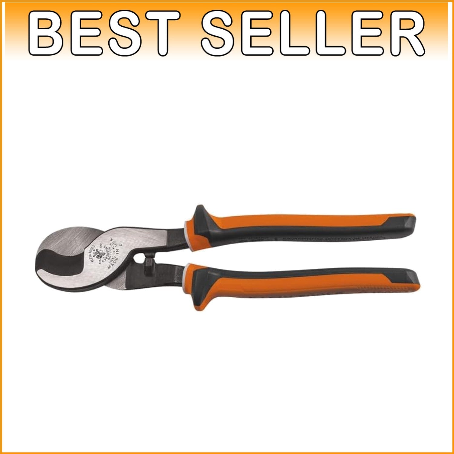 1000V Rated Electric Cable Cutter with Precision Shearing Action - Orange/Black