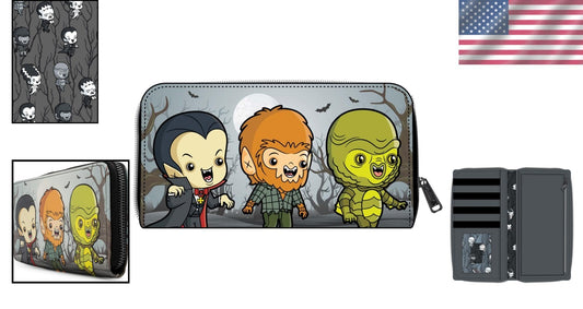 Colorful Faux Leather Zip Wallet with Chibi Design - Perfect for Everyday Use