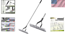 Load image into Gallery viewer, 15-Inch Heavy-Duty Thatch Rake with Adjustable Stainless Steel Handle for Lawns