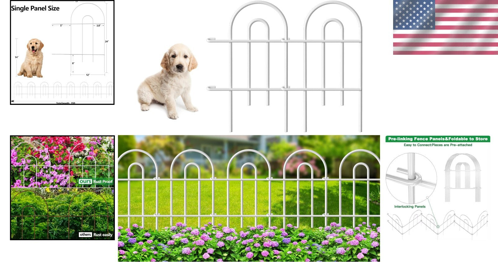 Elegant White Metal Garden Edging 35ft for Animals - Easy Setup & Customizable