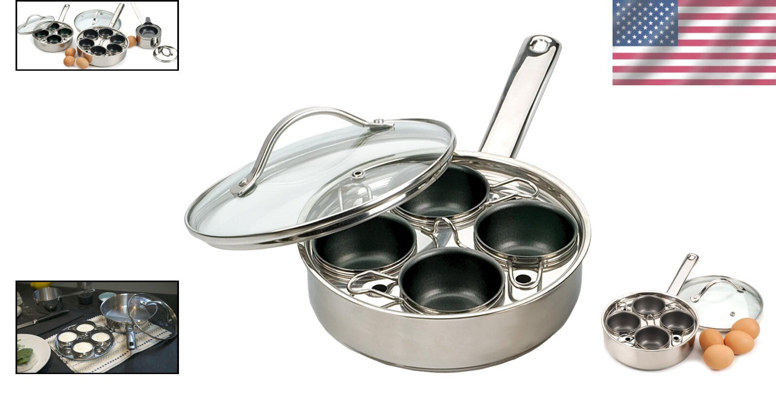 Perfectly Poached Eggs in Minutes - Stainless Steel Egg Poacher Set for 4