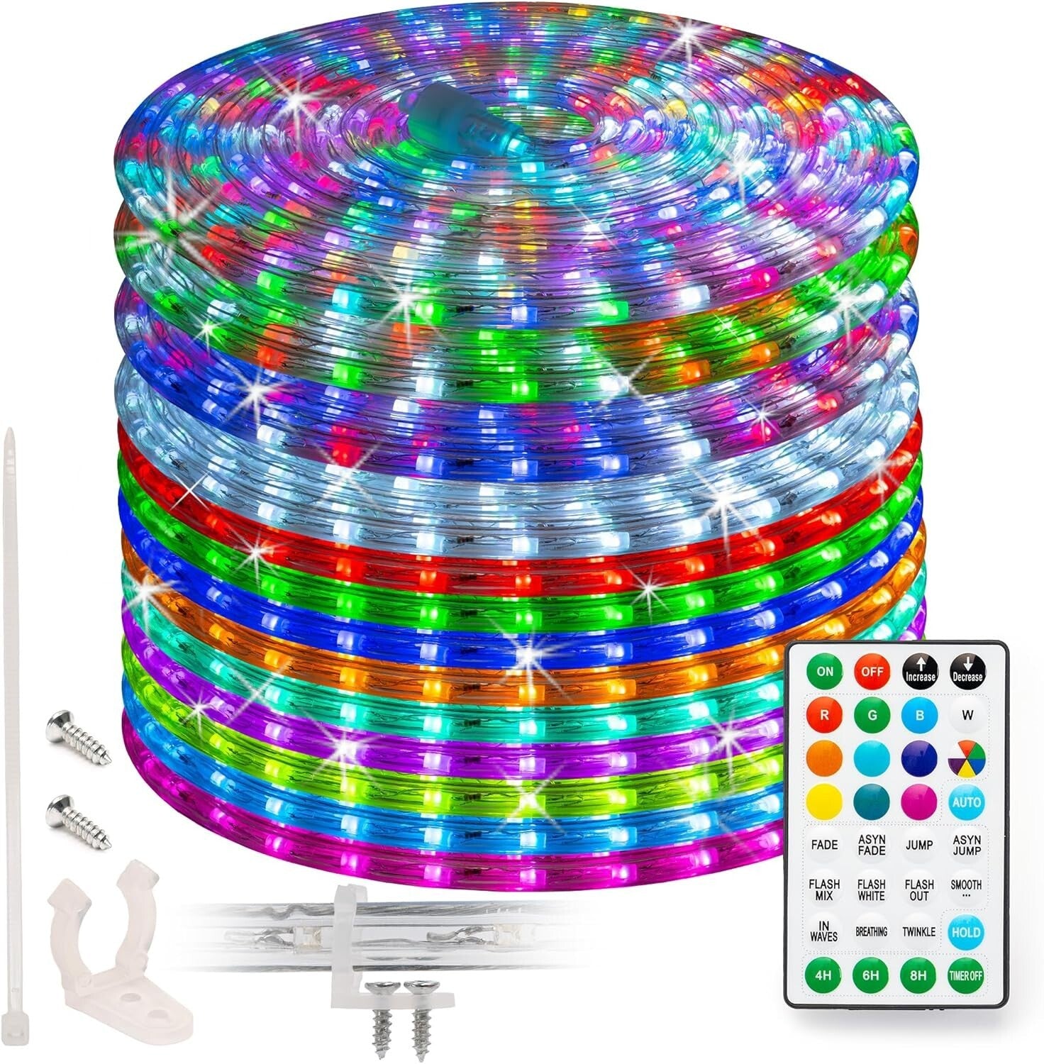 100ft Color Changing LED Rope Light with 1152 LEDs & Remote - Waterproof Flex...