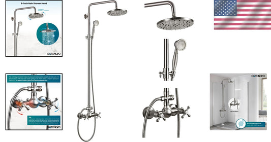 Brushed Nickel 2-Function Shower Fixture with Handheld and Rainfall Shower Head