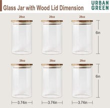 Load image into Gallery viewer, Stackable 6-Pack Airtight Glass Canisters with Durable Wood Lids - 27oz Each