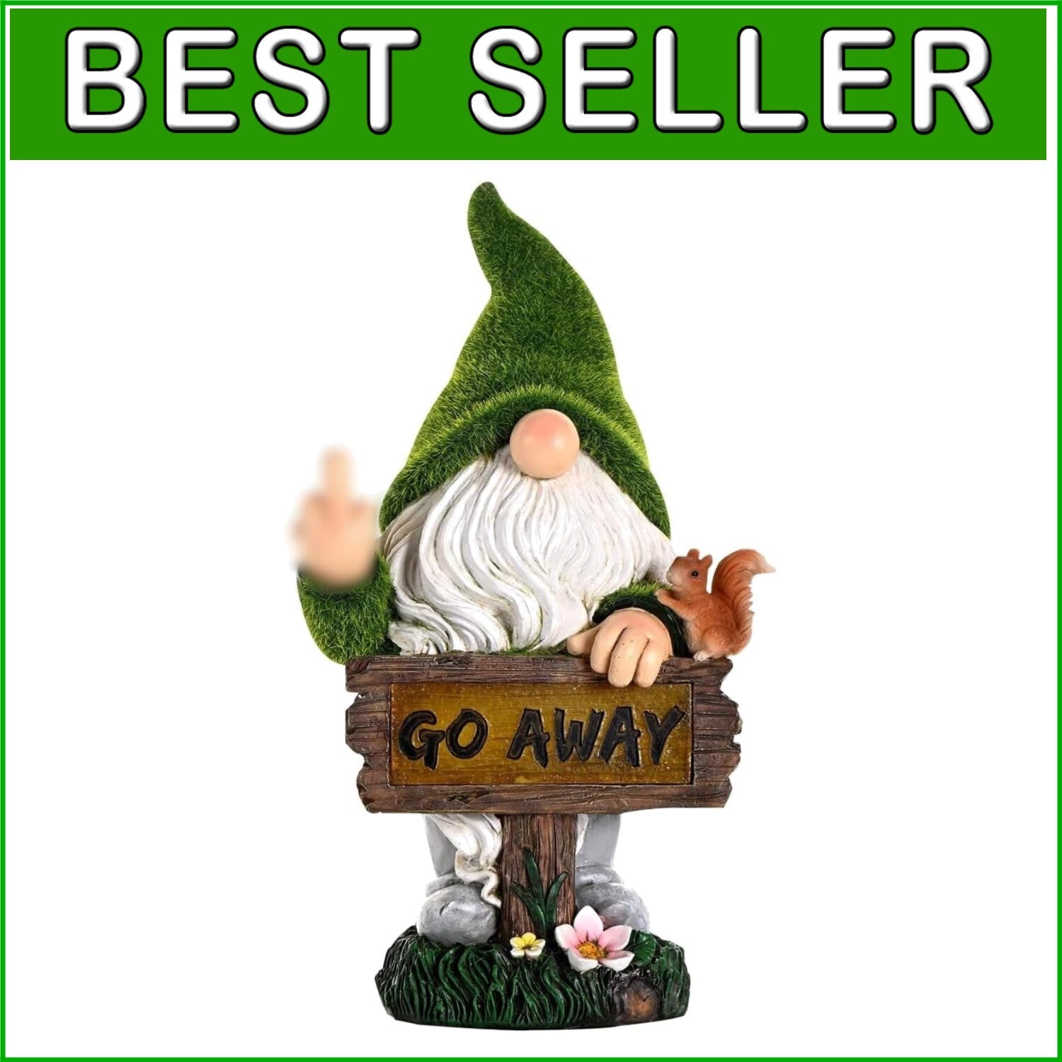 Eco-Friendly Solar LED Gnome Decoration - 10-Inch Funny Lawn Sculpture