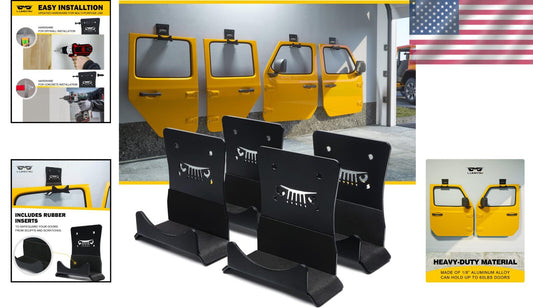 Heavy Duty Jeep Door Storage Hangers - Rust Resistant Bracket Set for All Models