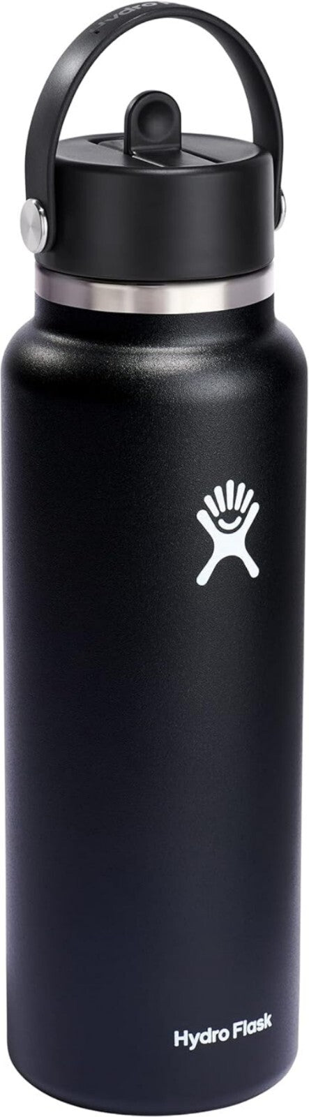 Durable Stainless Steel Wide Mouth Water Bottle with Leakproof Lid - Black