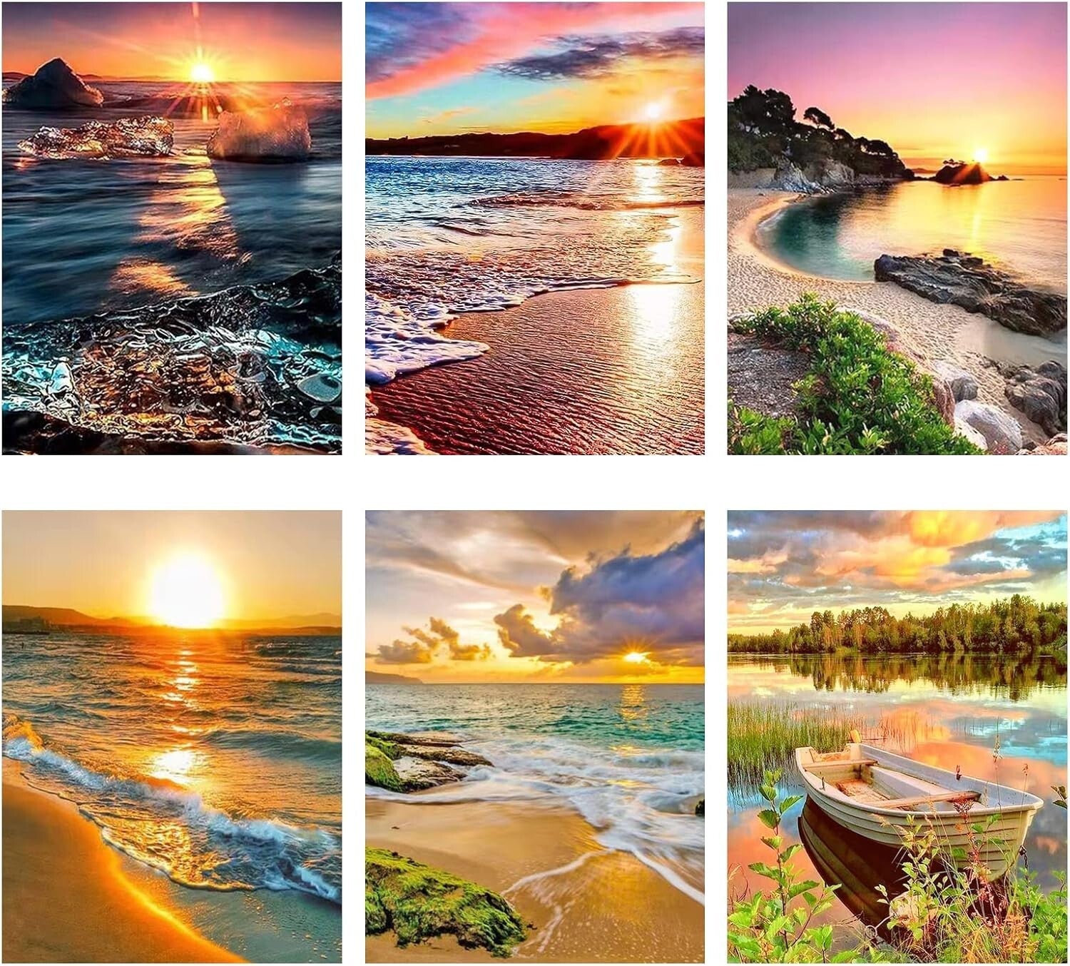 Ultimate 6 Pack 5D Diamond Painting Kits - Scenic Sunset Beach Art
