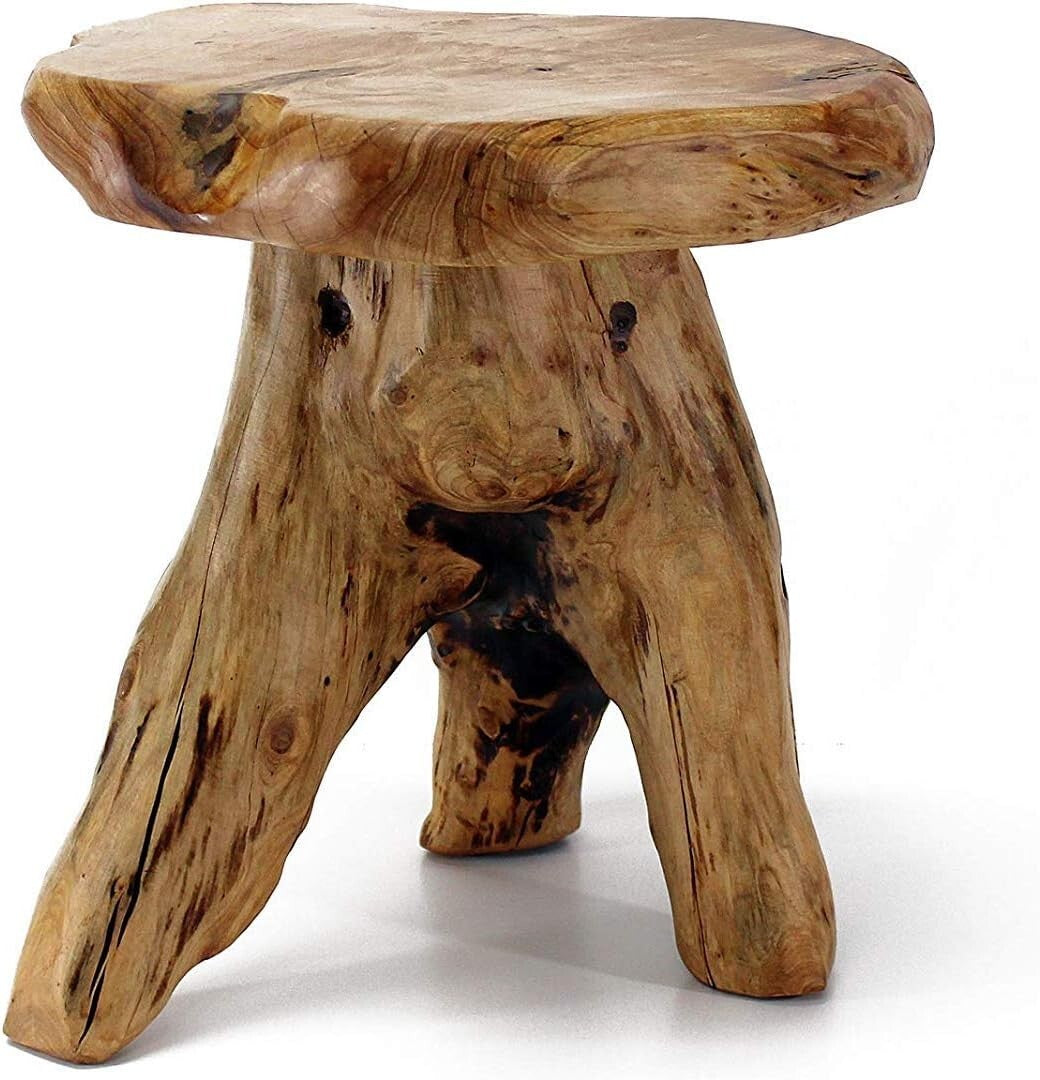 Compact 14" Tree Stump Stool with Unique Shape - Ideal Plant or End Table
