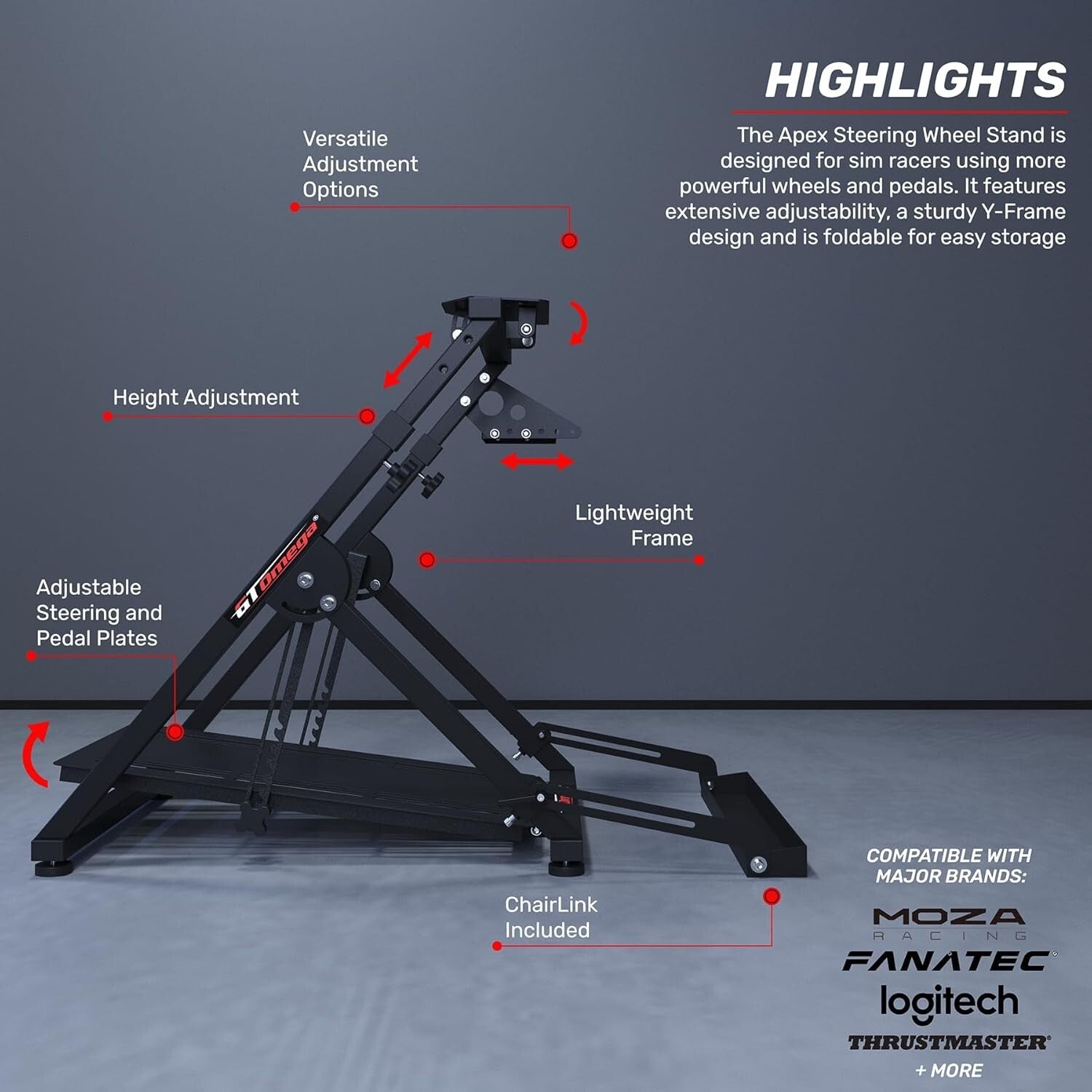 Sturdy X-Frame Racing Wheel Stand for Sim Gaming Enthusiasts - Compact & Durable