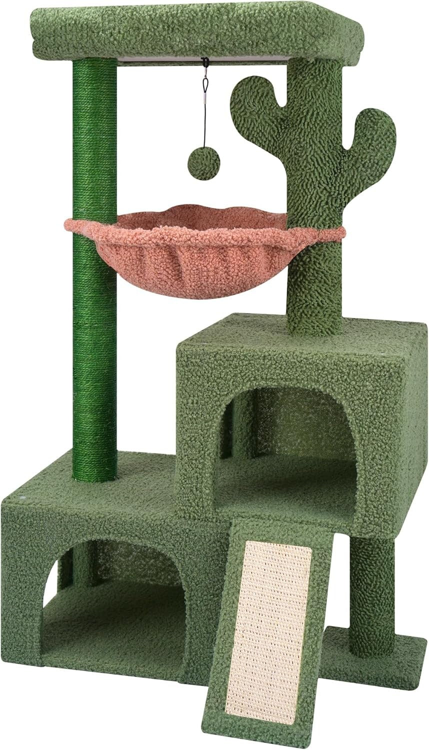 37.4-Inch Multi-Level Cat Tower with Twin Condos & Jute Scratching Posts