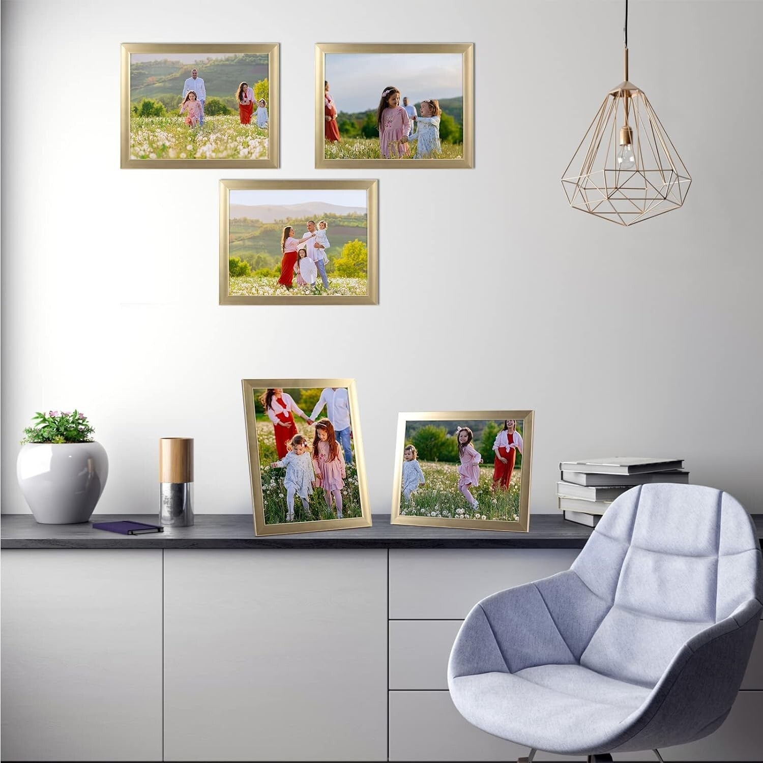 Elegant Gold 8.5x11 Picture Frame Set of 12 - Ideal for Awards & Certificates