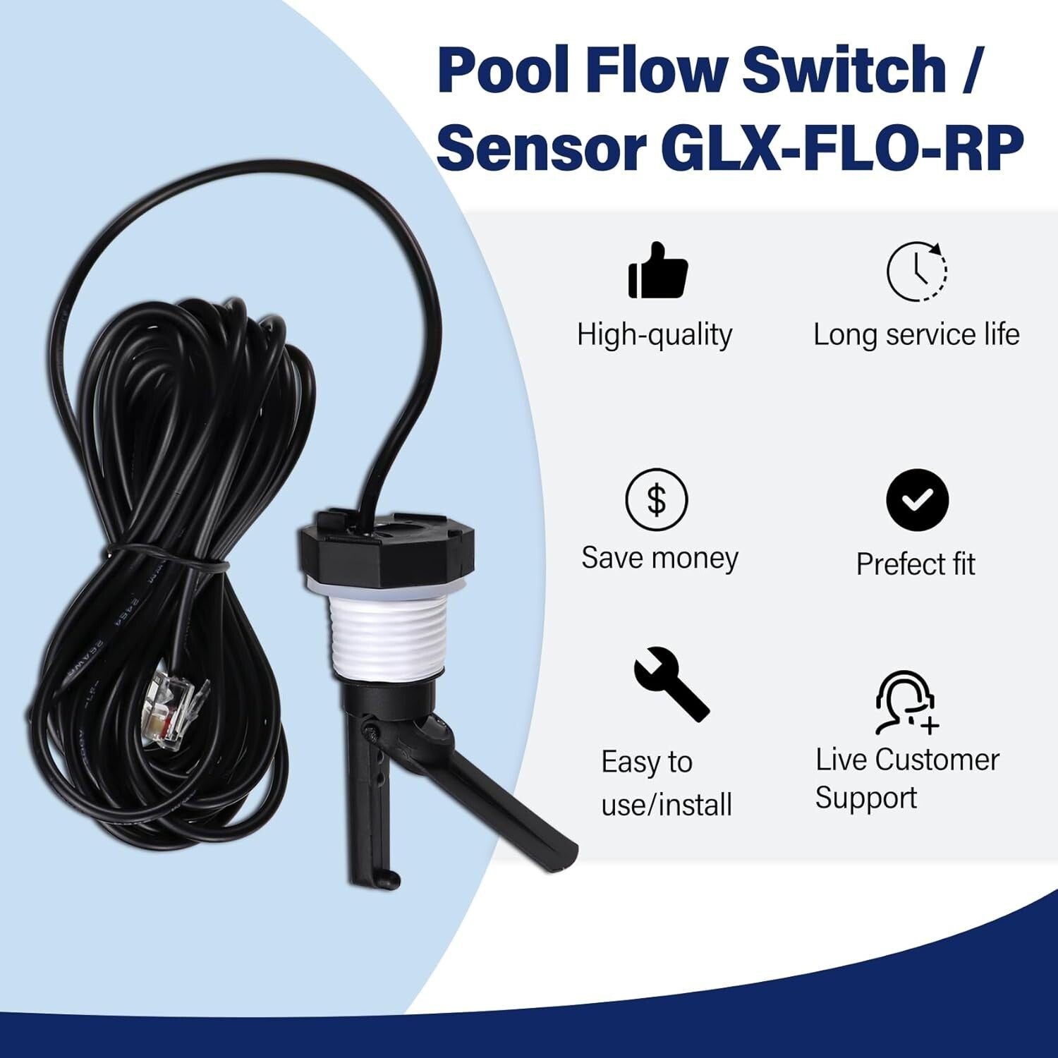 15-Foot Pool Flow Switch Assembly: Compatible with Goldline & Aqua Rite Systems