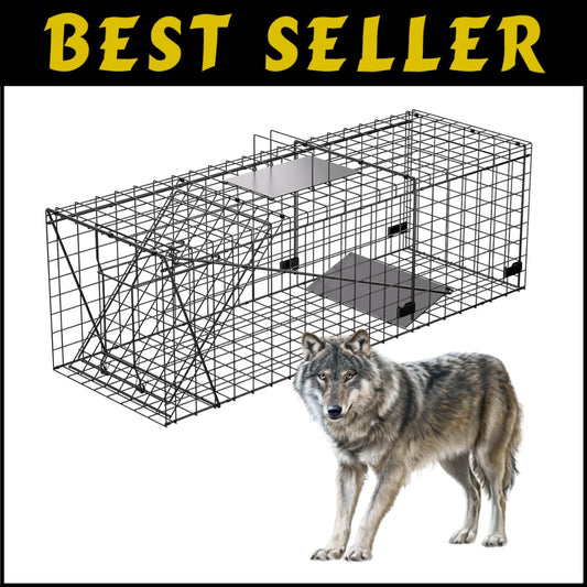 Stainless Steel Large Animal Trap - 51x19x17in for Dogs, Coyotes, Raccoons