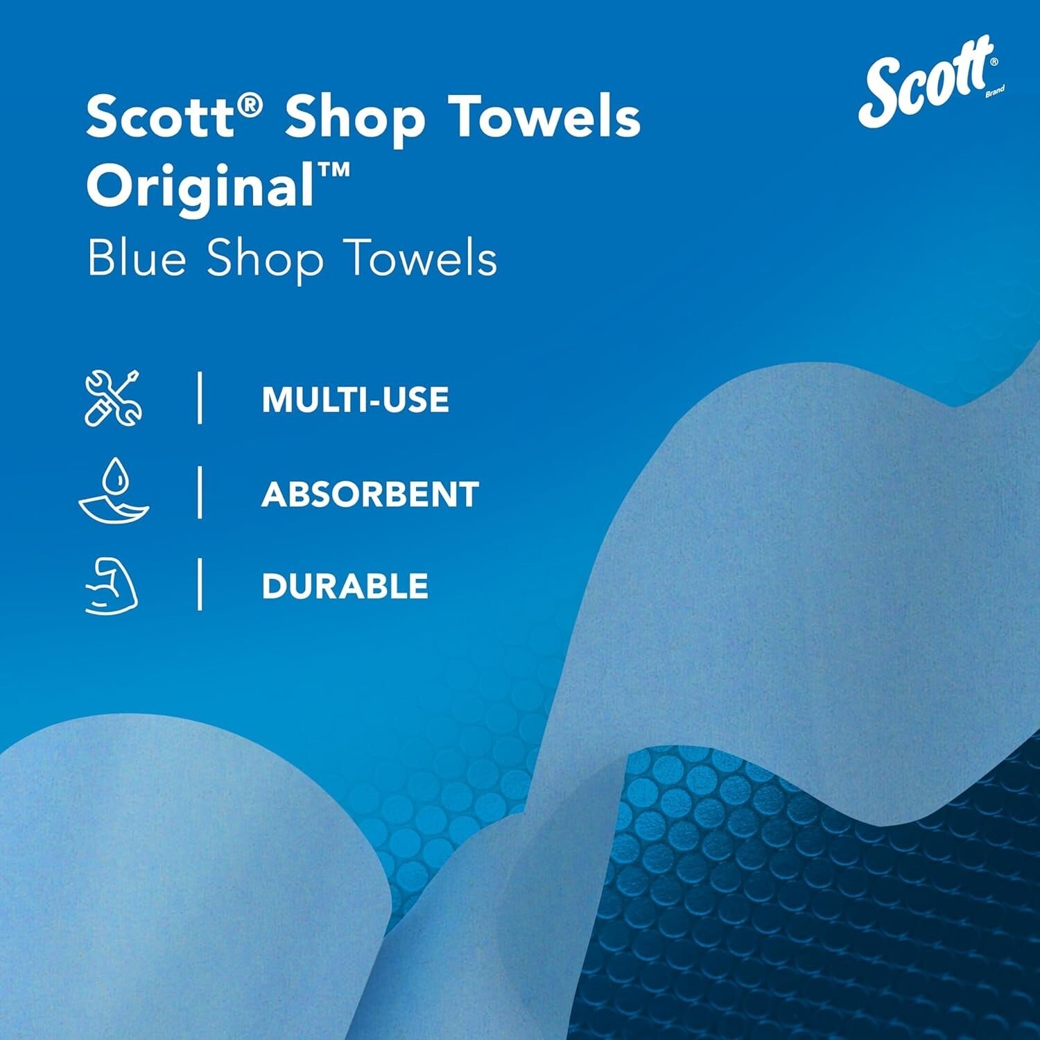 High Absorbency Scott Blue Shop Towels: 30 Rolls of 9.4" x 11" Perforated Sheets
