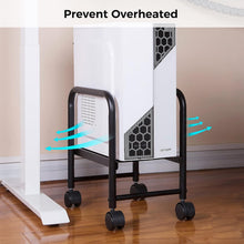 Load image into Gallery viewer, Height Adjustable Mobile CPU Stand with Locking Wheels – Black Metal Tower Cart