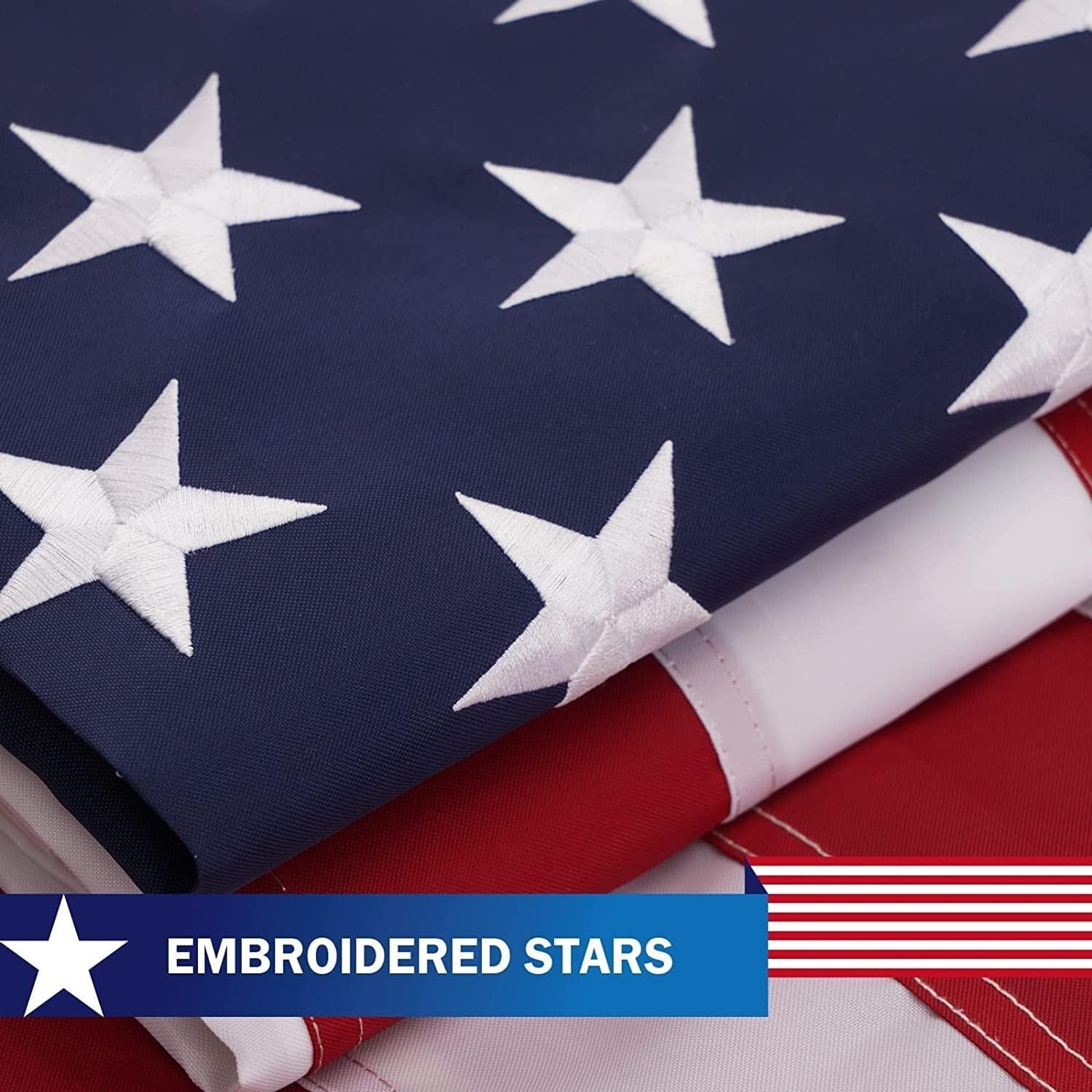 Durable 12x18 American Flag - Embroidered Stars, Perfect for Outdoor Display