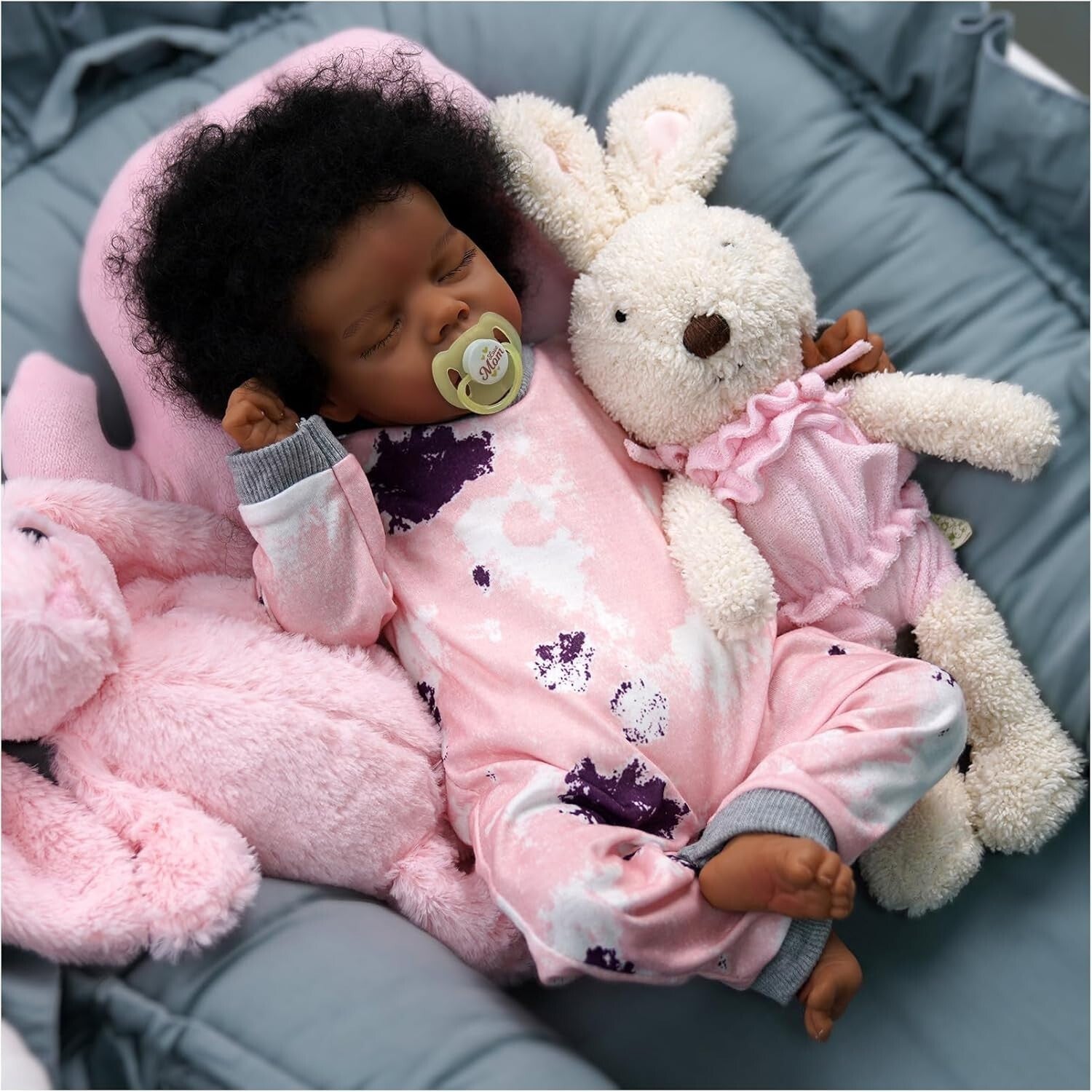 17-Inch Realistic Black Reborn Baby Doll with Soft Body & Curls – Gift Box