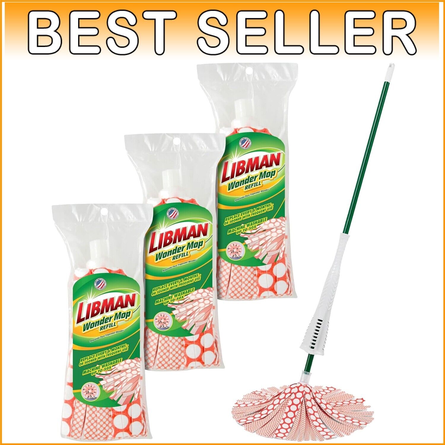Eco-Friendly Wonder Mop Duo with Easy Wring & 3 Replacement Heads Included