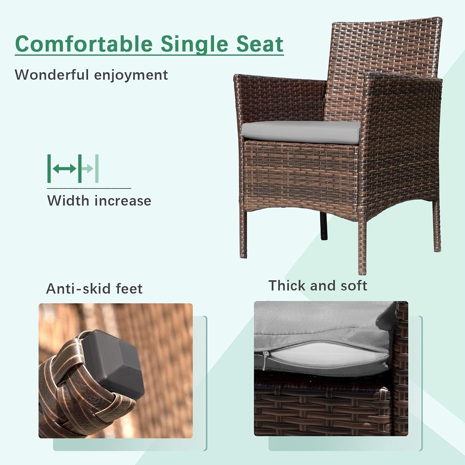 Durable Outdoor 4-Piece Wicker Set with Cushions & Chic Glass Table - Brown/Gray