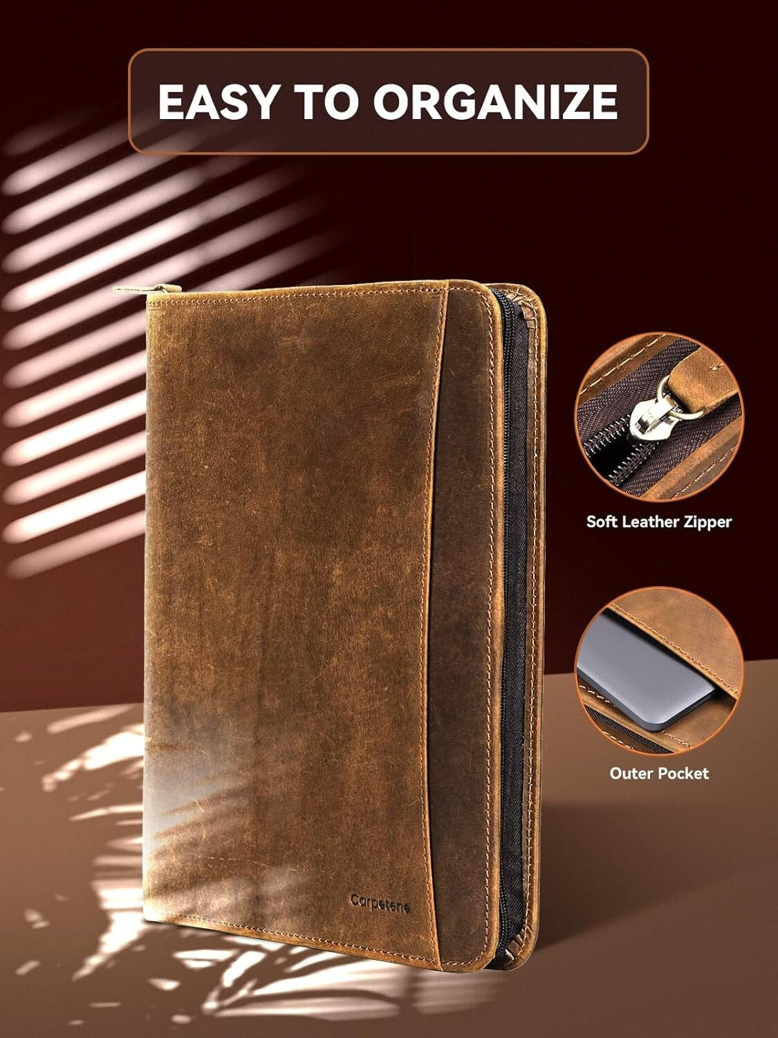 Handmade Crazy Horse Leather Padfolio - Stylish & Functional Business Organizer