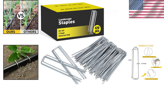 420pcs Galvanized U-Shaped Garden Stakes - 6-Inch for Versatile Outdoor Use