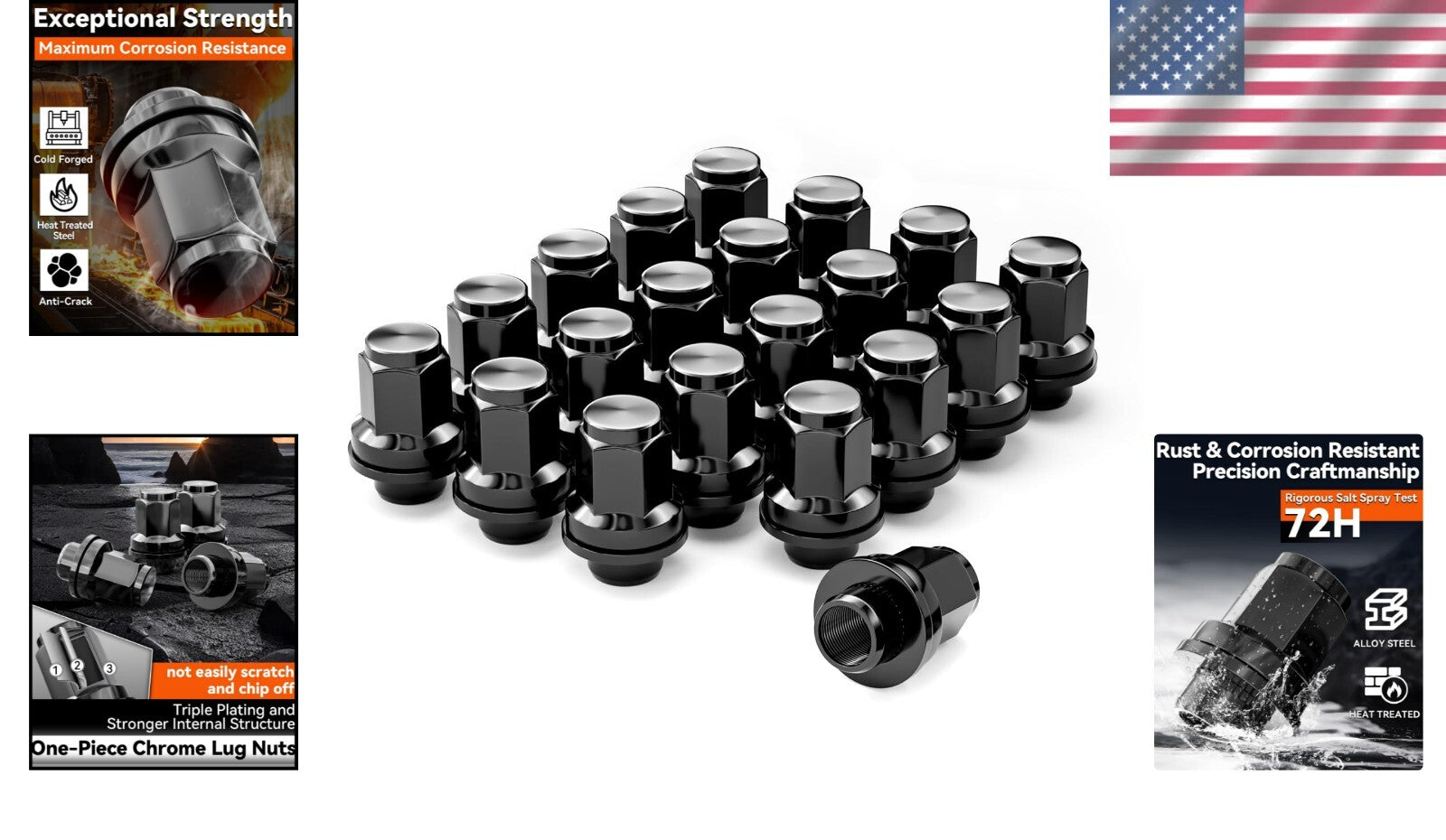 Corrosion Resistant Acorn Lug Nut Set - 20pcs M14x1.5, Ideal for SUVs & Trucks
