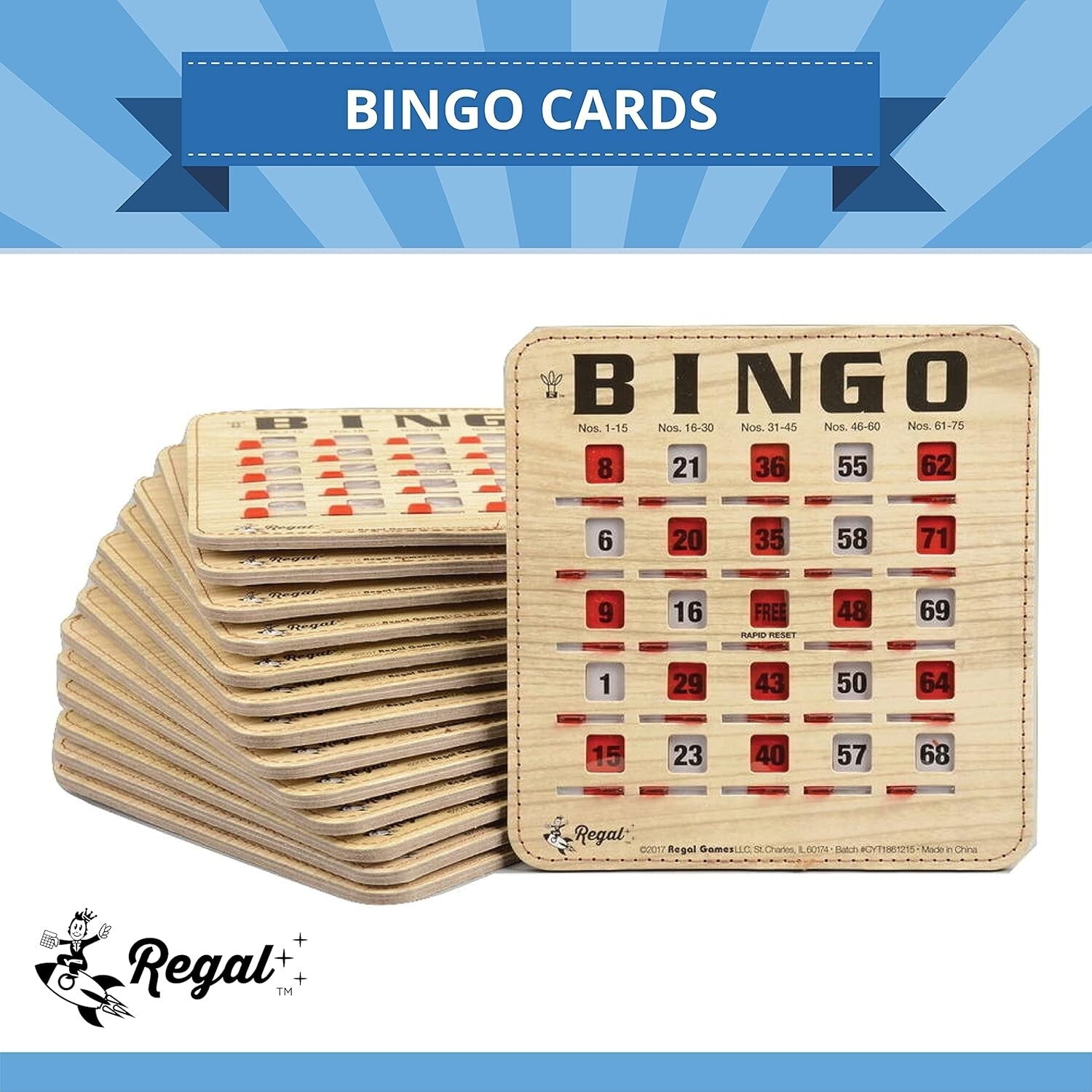 Durable Woodgrain Bingo Cards with Sliding Windows - Ideal for Family Gatherings