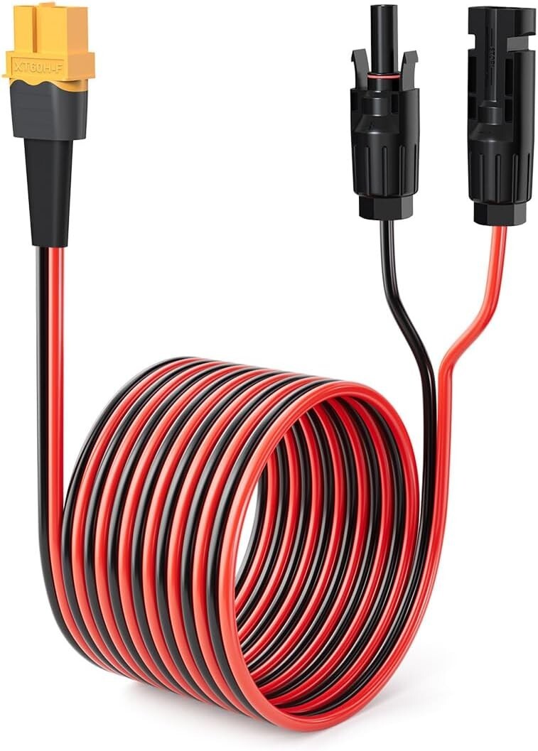 Durable 100FT XT60 to XT60 Solar Panel Connector Cable - High Conductivity